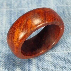 Domed Hardwood Ring Made from Briarwood - Size 9.5 (US)